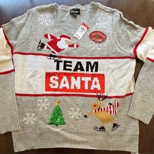 NWT Joe  Boxer Gray and Red Team Santa / Reindeer jr. XL Sequins Reversible